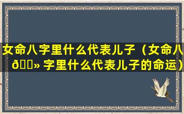 女命八字里什么代表儿子（女命八 🌻 字里什么代表儿子的命运）